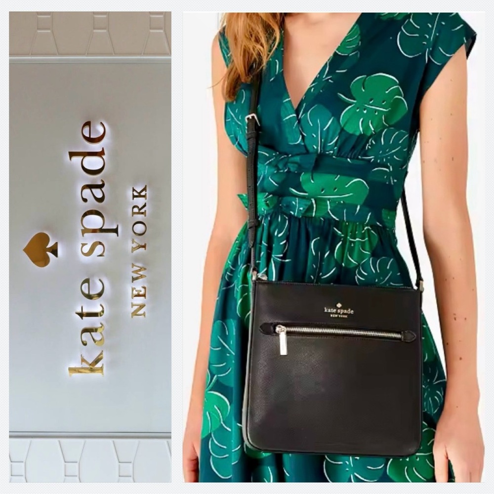 Kate Spade Large Crossbody Black Saffiano Leather Sadie Bag Purse NWT $299